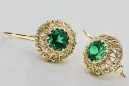 8K žlté zlato 333 Emerald náušnice vec002x-em Russian Soviet USSR Vintage Jewlery Art Deco style